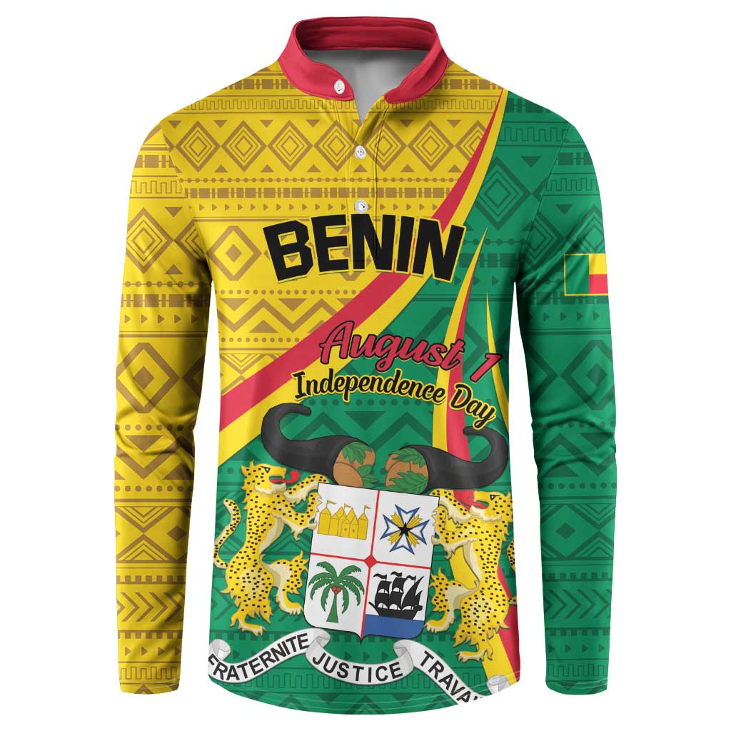 Colorful button sweatshirt with Benin graphic and 'August Independence Day' text