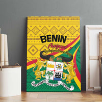 Benin Independence Day canvas wall art with 'BENIN' headline and leopard crest