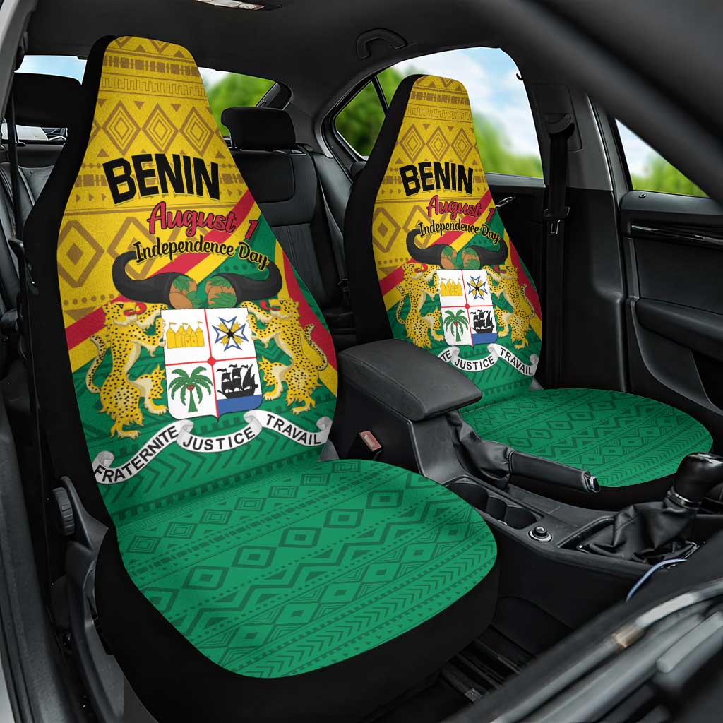 Personalized Benin Independence Day 1960 Car Seat Cover Fraternite Justice Travail - Wonder Print Shop