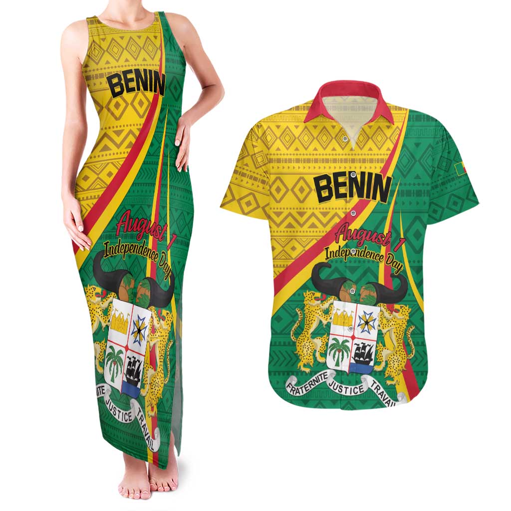 Personalized Benin Independence Day 1960 Couples Matching Tank Maxi Dress and Hawaiian Shirt Fraternite Justice Travail - Wonder Print Shop