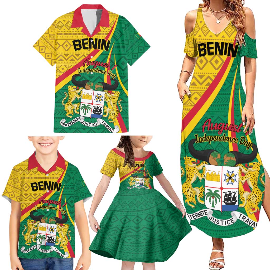 Personalized Benin Independence Day 1960 Family Matching Summer Maxi Dress and Hawaiian Shirt Fraternite Justice Travail - Wonder Print Shop