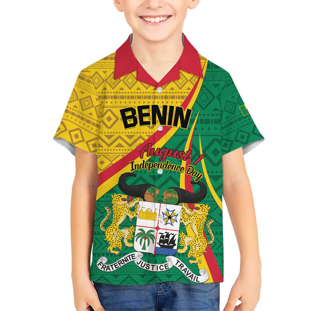 Personalized Benin Independence Day 1960 Kid Hawaiian Shirt Fraternite Justice Travail - Wonder Print Shop