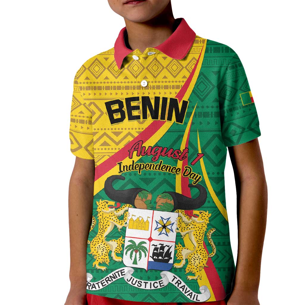 Personalized Benin Independence Day 1960 Kid Polo Shirt Fraternite Justice Travail - Wonder Print Shop