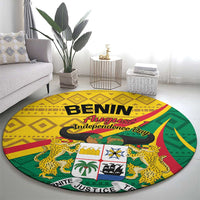 Round carpet featuring BENIN text and Independence Day design with map elements