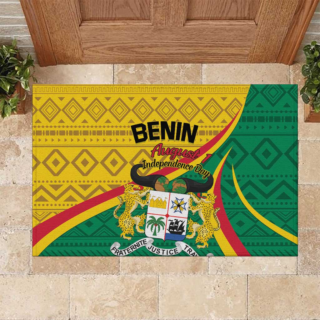 Personalized Benin Independence Day 1960 Rubber Doormat Fraternite Justice Travail - Wonder Print Shop