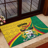 Colorful rubber doormat with BENIN Independence Day text and Fraternite Justice Travail graphic