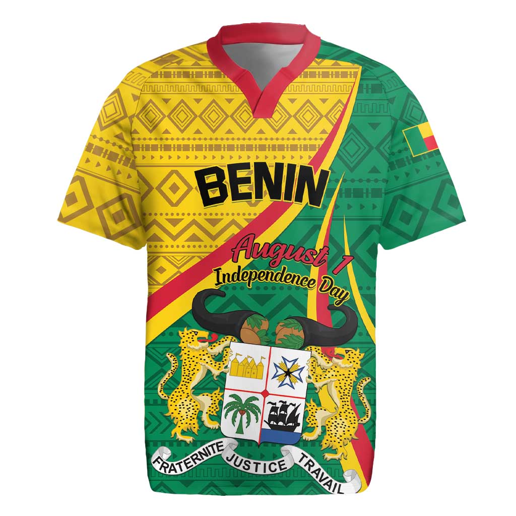 Personalized Benin Independence Day 1960 Rugby Jersey Fraternite Justice Travail - Wonder Print Shop