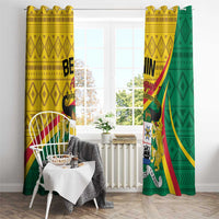 Colorful patterned window curtain panel pair with Benin-themed flag-like design