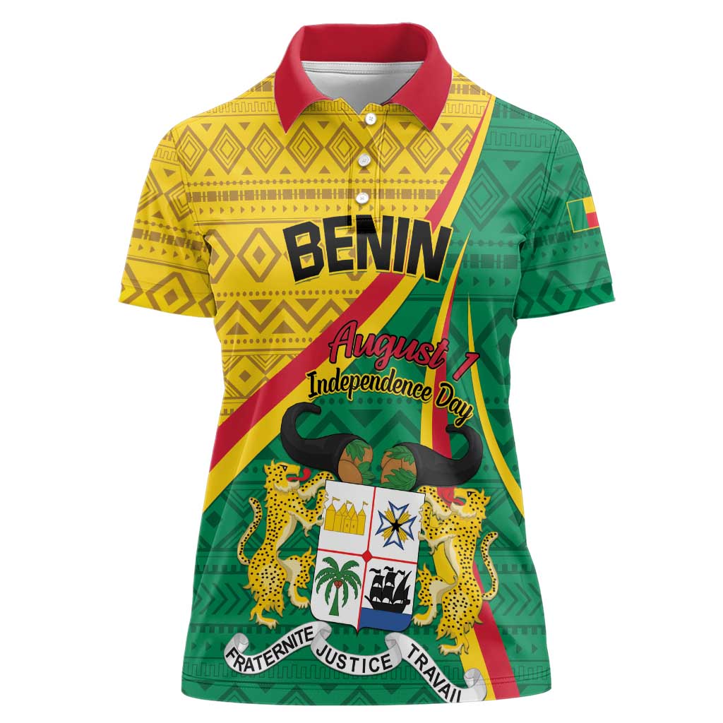 Personalized Benin Independence Day 1960 Women Polo Shirt Fraternite Justice Travail - Wonder Print Shop