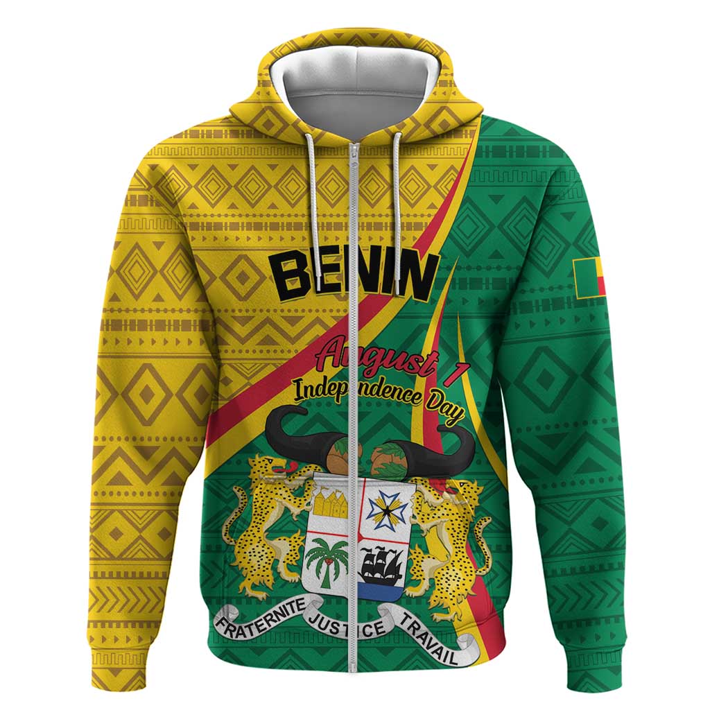 Personalized Benin Independence Day 1960 Zip Hoodie Fraternite Justice Travail - Wonder Print Shop