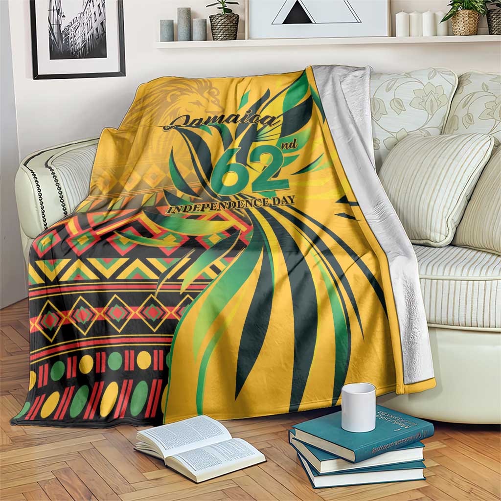 Personalized Jamaica Independence Day 1962 Blanket Jumieka Streamertail Reggae Pattern