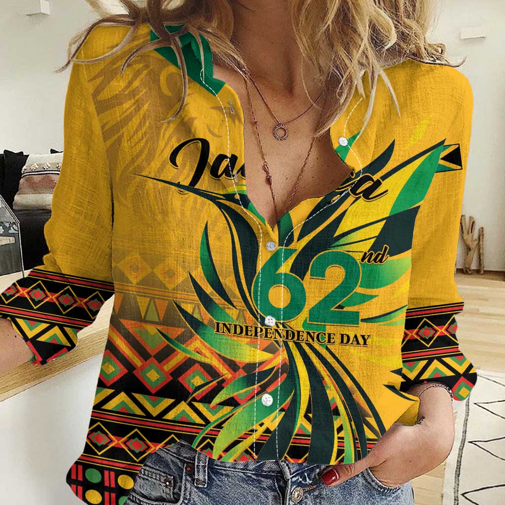 Personalized Jamaica Independence Day 1962 Women Casual Shirt Jumieka Streamertail Reggae Pattern - Wonder Print Shop