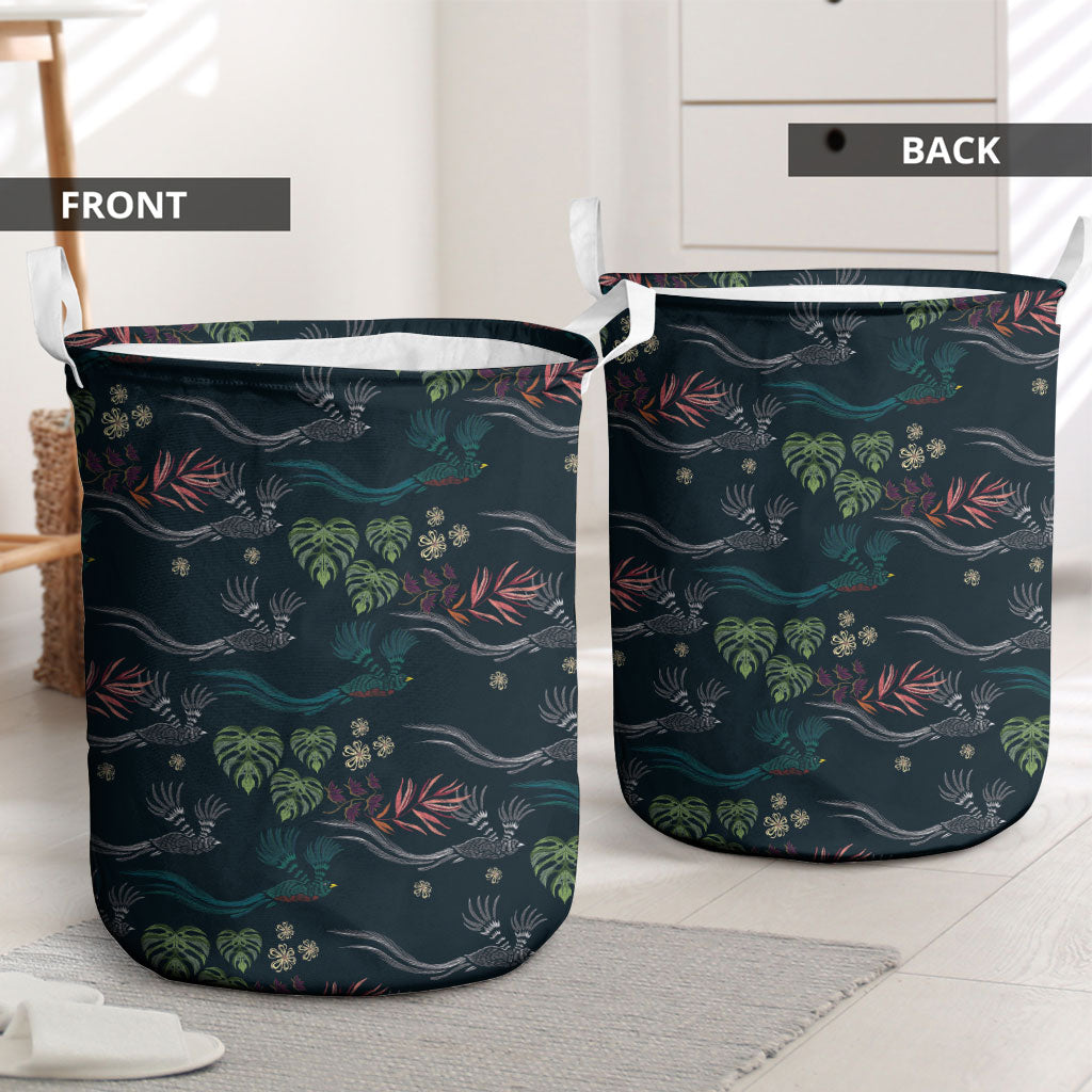 Guatemala Quetzal Bird Pattern Laundry Basket Embroidery Effect