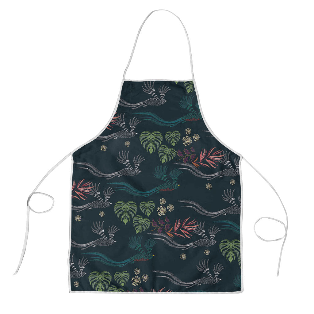 Guatemala Quetzal Bird Pattern Apron Embroidery Effect
