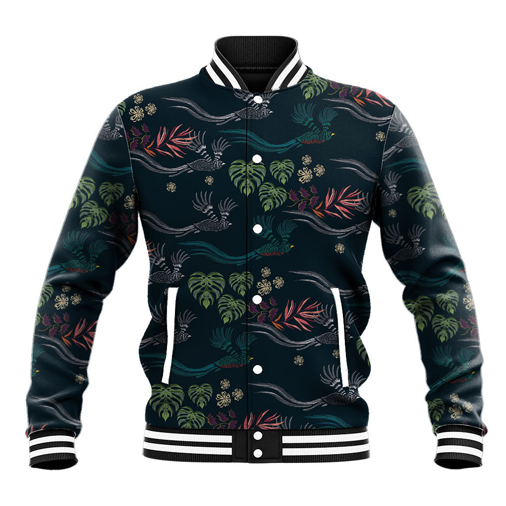 Guatemala Quetzal Bird Pattern Baseball Jacket Embroidery Effect