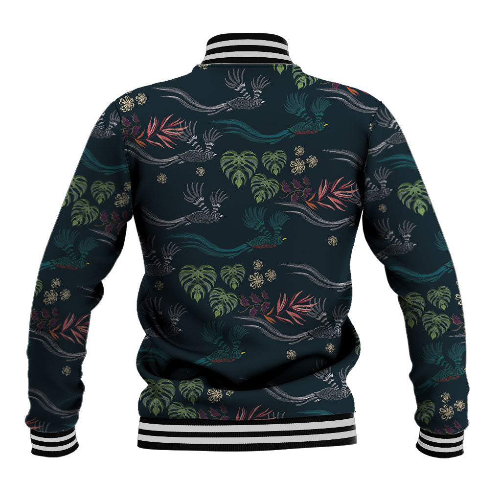 Guatemala Quetzal Bird Pattern Baseball Jacket Embroidery Effect