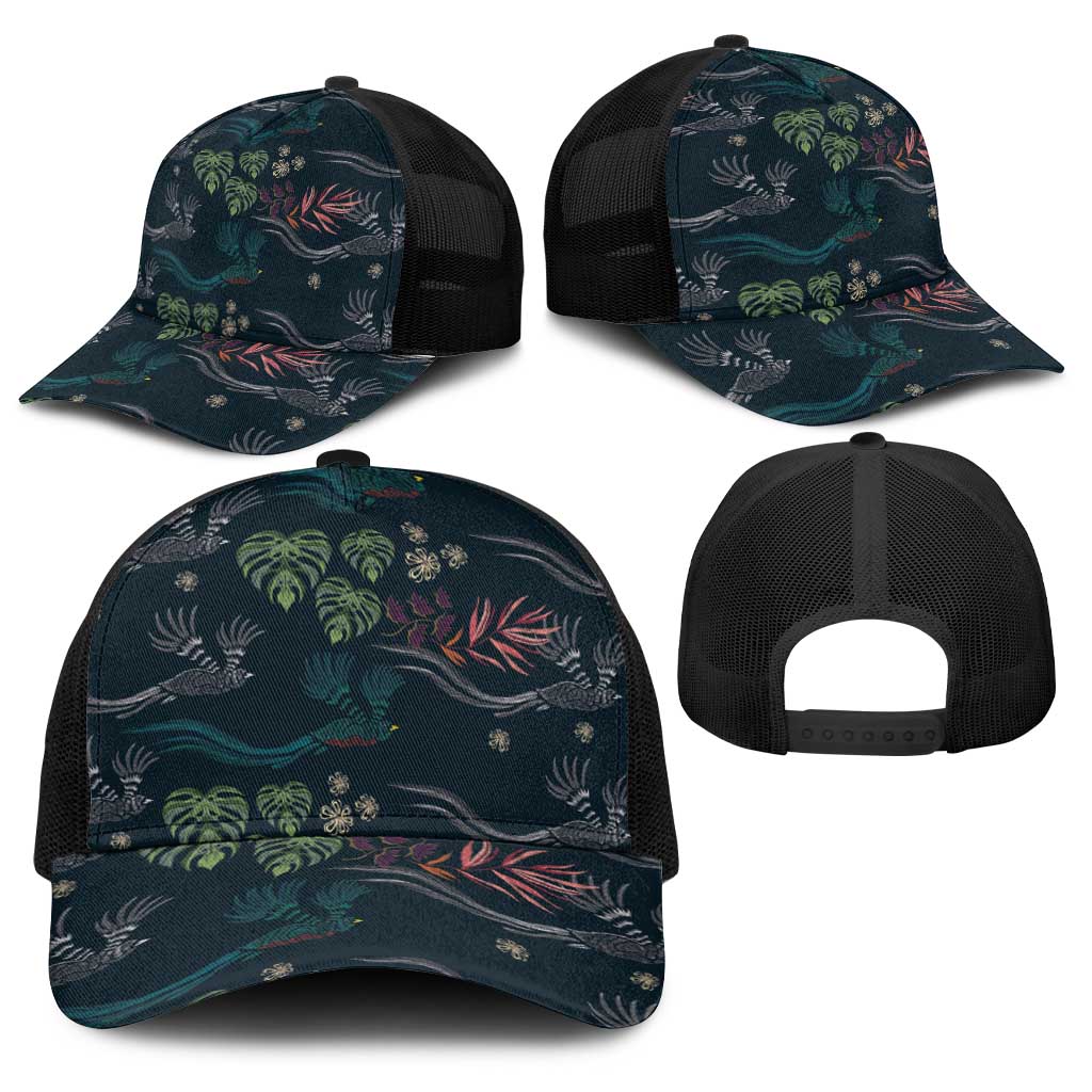 Guatemala Quetzal Bird Pattern Baseball Net Cap Embroidery Effect