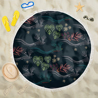 Guatemala Quetzal Bird Pattern Beach Blanket Embroidery Effect