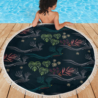 Guatemala Quetzal Bird Pattern Beach Blanket Embroidery Effect