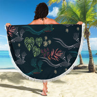 Guatemala Quetzal Bird Pattern Beach Blanket Embroidery Effect