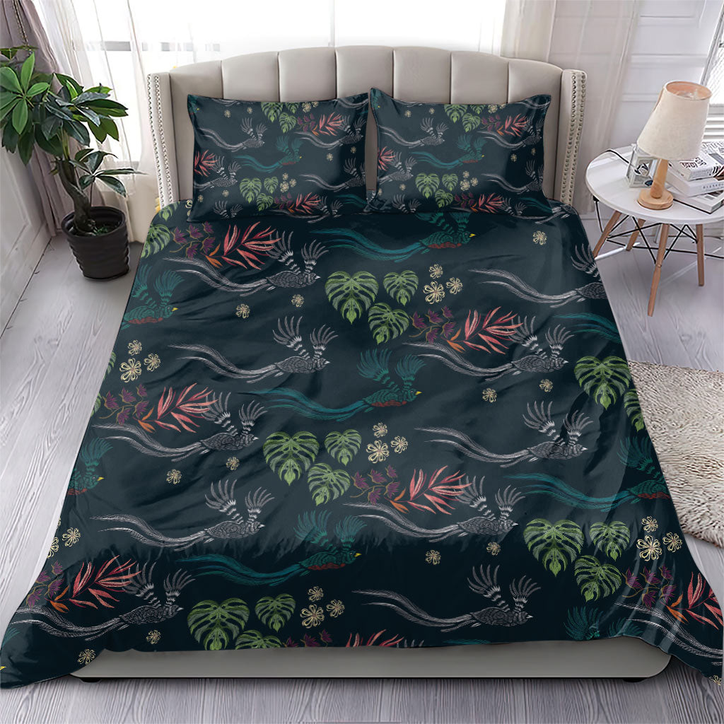 Guatemala Quetzal Bird Pattern Bedding Set Embroidery Effect
