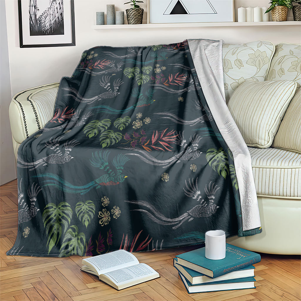 Guatemala Quetzal Bird Pattern Blanket Embroidery Effect