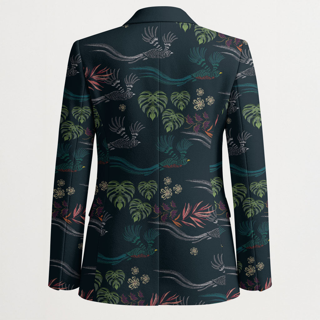 Guatemala Quetzal Bird Pattern Blazer Embroidery Effect