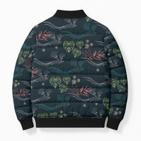 Guatemala Quetzal Bird Pattern Bomber Puffer Jacket Embroidery Effect