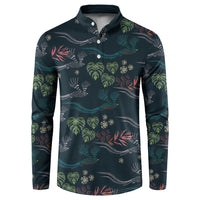 Guatemala Quetzal Bird Pattern Button Sweatshirt Embroidery Effect