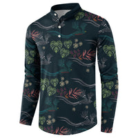 Guatemala Quetzal Bird Pattern Button Sweatshirt Embroidery Effect