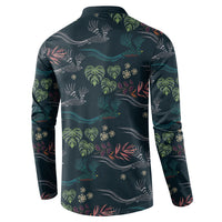 Guatemala Quetzal Bird Pattern Button Sweatshirt Embroidery Effect