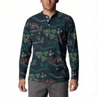 Guatemala Quetzal Bird Pattern Button Sweatshirt Embroidery Effect