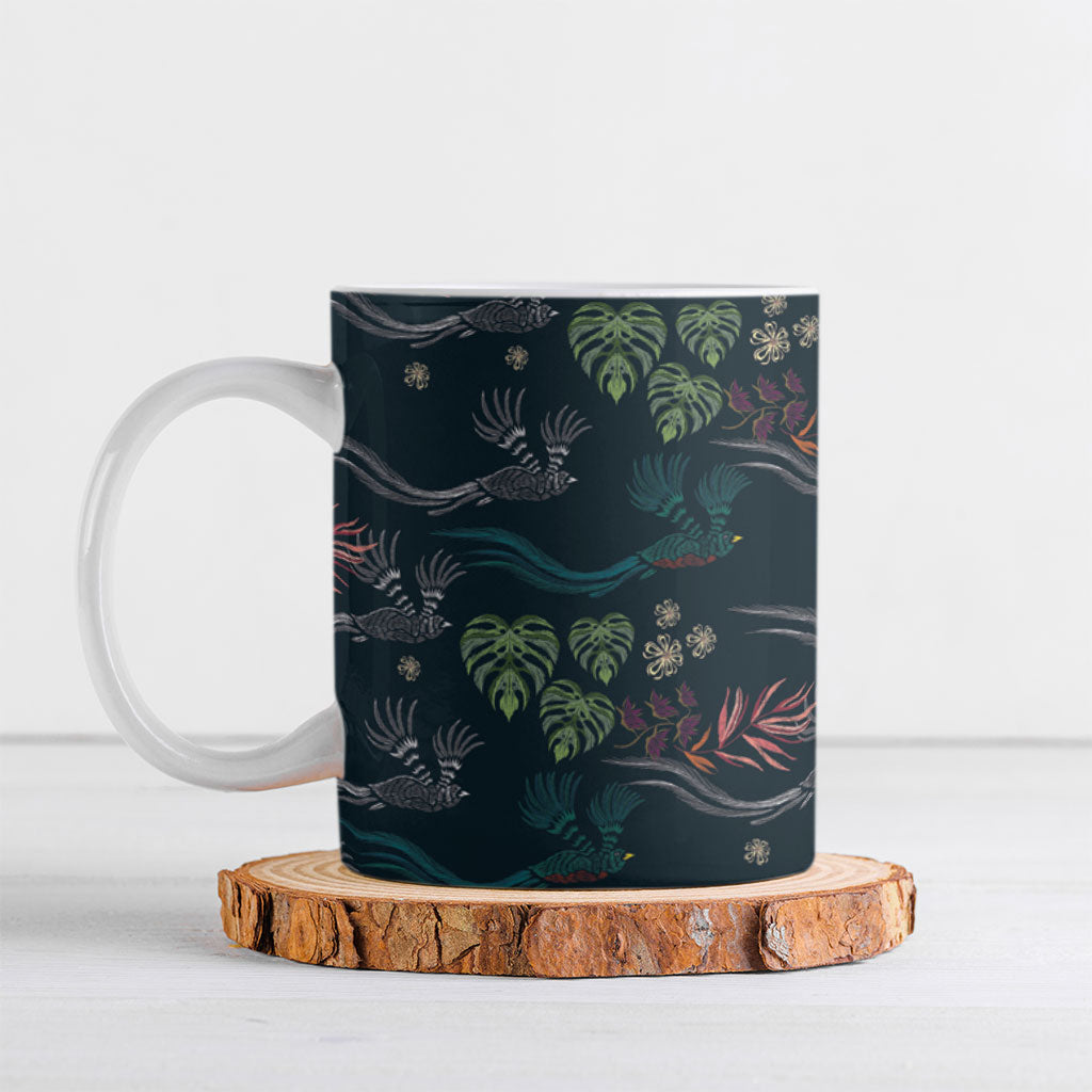 Guatemala Quetzal Bird Pattern Ceramic Mug Embroidery Effect