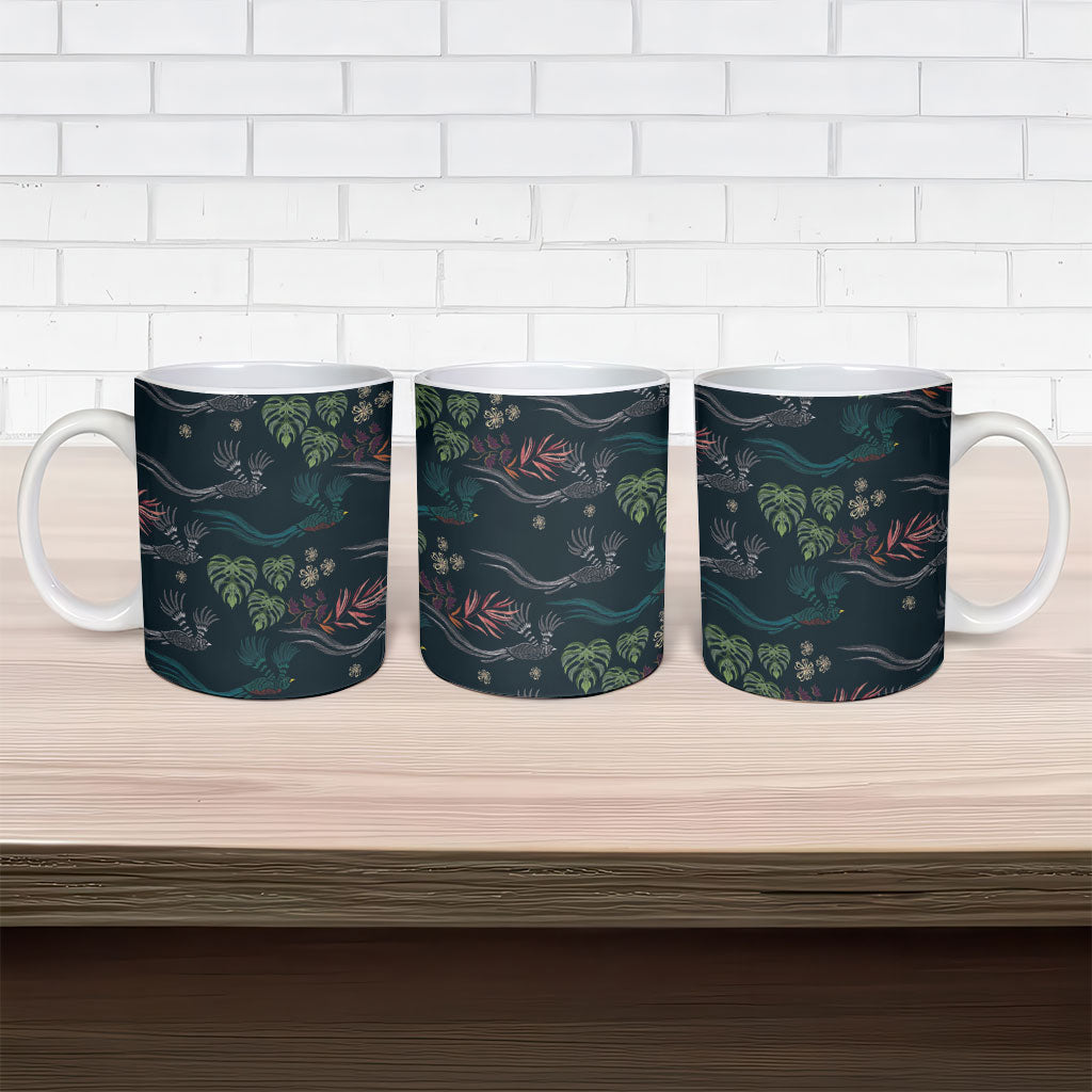 Guatemala Quetzal Bird Pattern Ceramic Mug Embroidery Effect