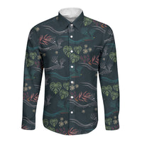 Guatemala Quetzal Bird Pattern Long Sleeve Button Shirt Embroidery Effect