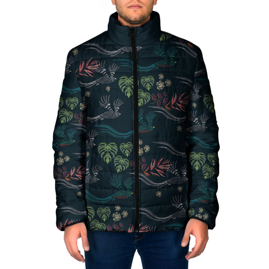 Guatemala Quetzal Bird Pattern Padded Jacket Embroidery Effect