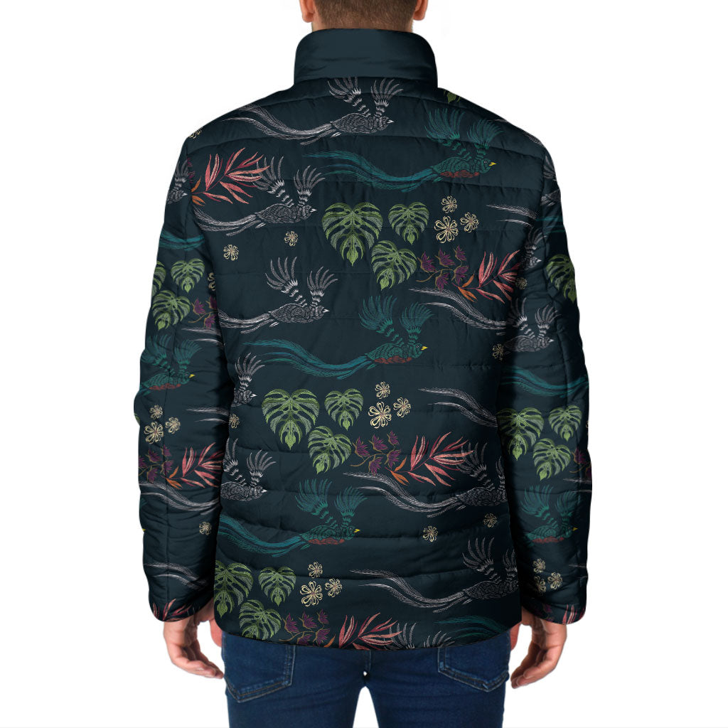 Guatemala Quetzal Bird Pattern Padded Jacket Embroidery Effect