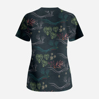 Guatemala Quetzal Bird Pattern Scrub Top Embroidery Effect