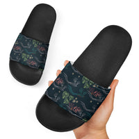 Guatemala Quetzal Bird Pattern Slide Sandals Embroidery Effect