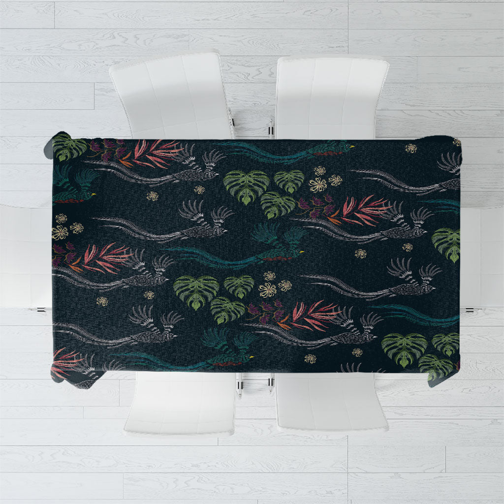Guatemala Quetzal Bird Pattern Tablecloth Embroidery Effect