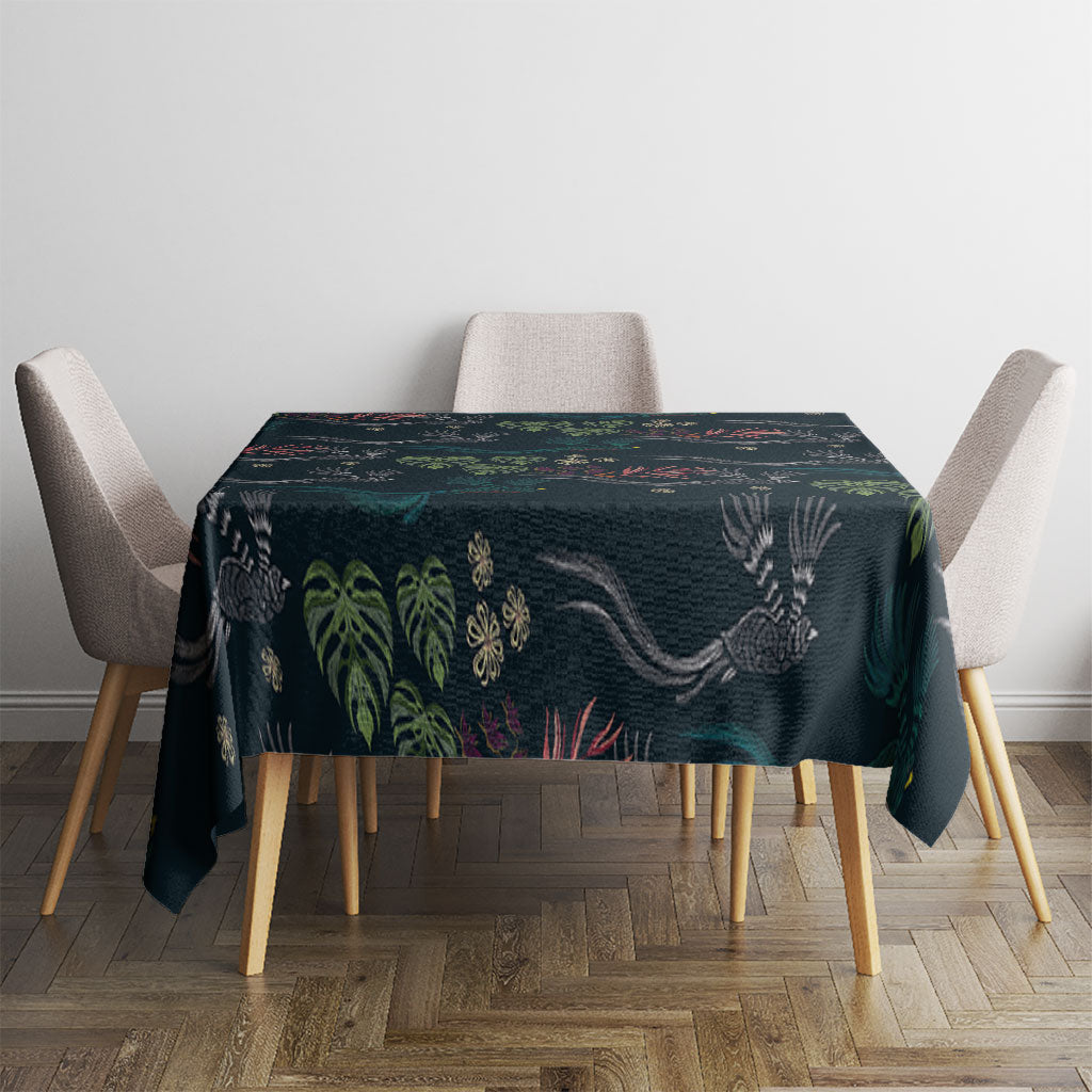 Guatemala Quetzal Bird Pattern Tablecloth Embroidery Effect