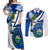 El Salvador Independence Day Couples Matching Off Shoulder Maxi Dress and Long Sleeve Button Shirts Motmot With Flor De Izote - Wonder Print Shop