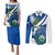 El Salvador Independence Day Couples Matching Puletasi Dress and Long Sleeve Button Shirts Motmot With Flor De Izote - Wonder Print Shop