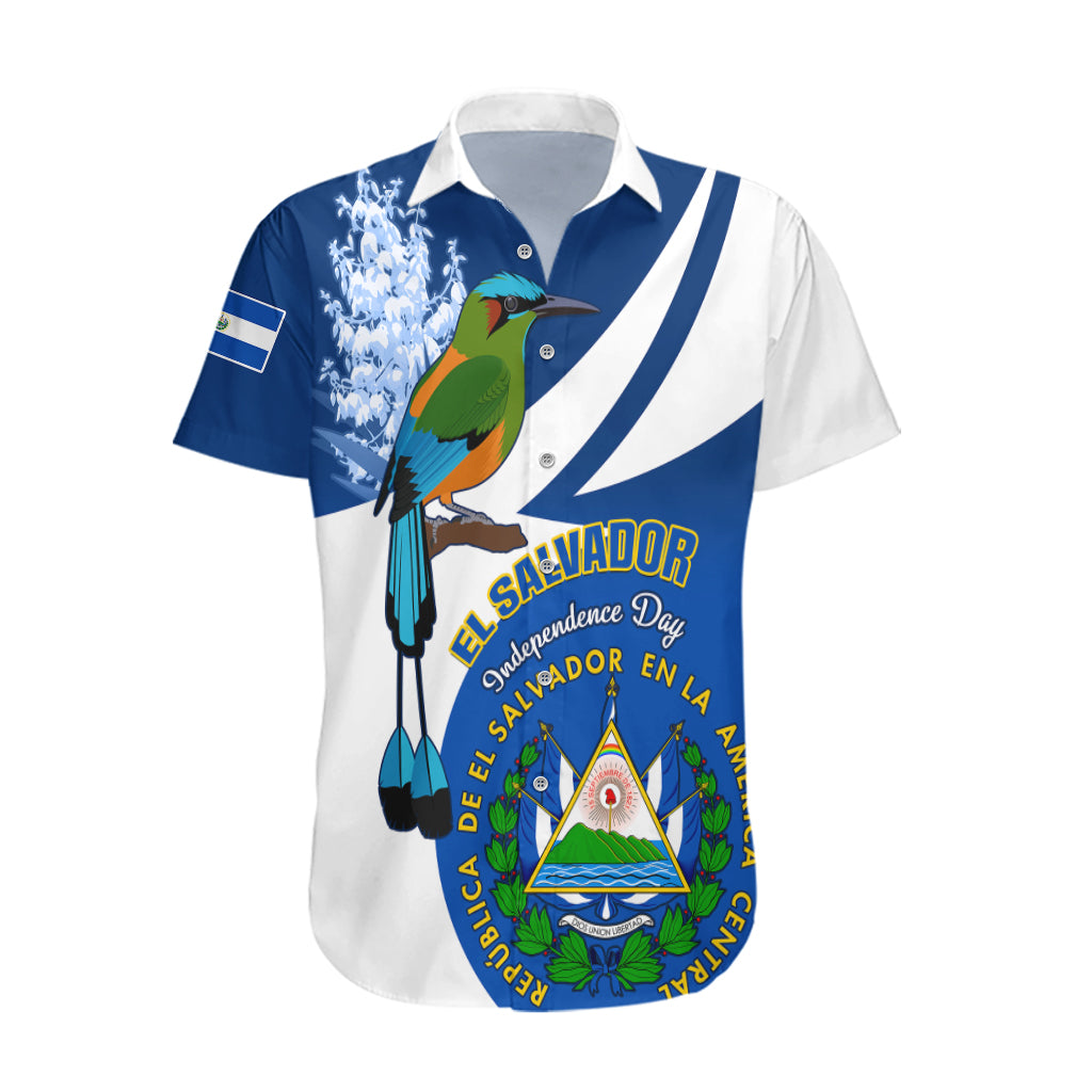 El Salvador Independence Day Hawaiian Shirt Motmot With Flor De Izote - Wonder Print Shop