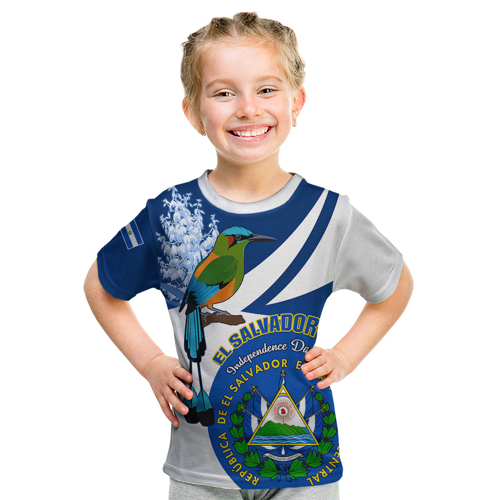 El Salvador Independence Day Kid T Shirt Motmot With Flor De Izote - Wonder Print Shop