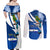 Personalised El Salvador Independence Day Couples Matching Off Shoulder Maxi Dress and Long Sleeve Button Shirts Motmot With Flor De Izote - Wonder Print Shop