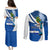 Personalised El Salvador Independence Day Couples Matching Puletasi Dress and Long Sleeve Button Shirts Motmot With Flor De Izote - Wonder Print Shop