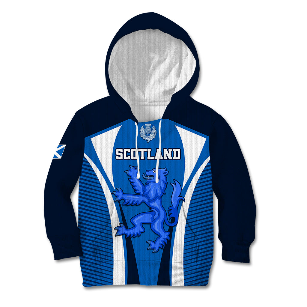 Scotland Rugby Kid Hoodie Thistle With Scottish Lion - Wonder Print Shop