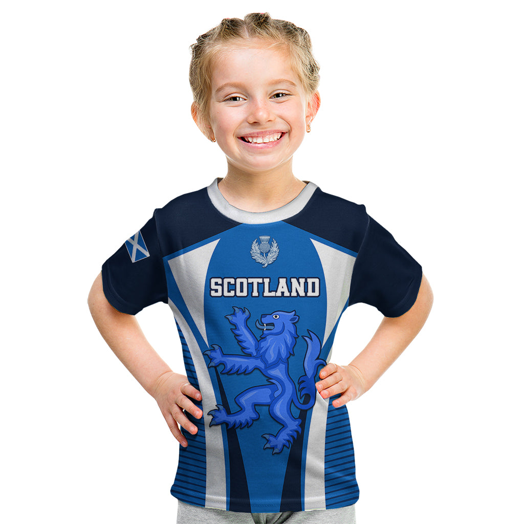 Scotland Rugby Kid T Shirt Thistle With Scottish Lion - Wonder Print Shop