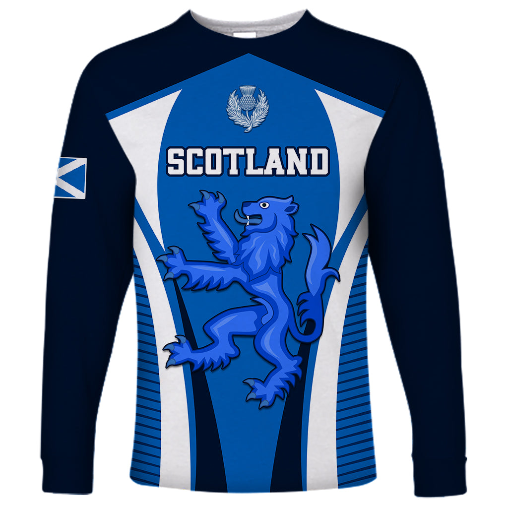 Scotland Rugby Long Sleeve Shirt Thistle With Scottish Lion - Wonder Print Shop